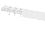 RENA Vorhangschiene 2-läufig Gardinenschiene aus Kunststoff Vorhang-Deckenschiene mit Abdeckung und Überklipshaken Gardinenleiste Gardinenstange Gardinen Vorhänge für Deckenmontage Weiß 120cm