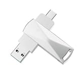 USB Stick 512GB, 2 in 1 USB-C Stick, Speicherstick für Handy, mit Typ-C- und USB-A-Anschlüssen, Geeignet für Mac/Typ-C Handy/PC/Laptops/Tablets (Silber)