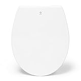 Blauer Hahn® WC Sitz Isar oval | Toilettendeckel mit Absenkautomatik und abnehmbar | Antibakterielle Klobrille aus Duroplast und rostfreiem Edelstahl | Toilettensitz weiß | Premium toilet seat