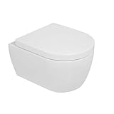 Kompaktes kurzes Design Hänge-WC NEG Uno99K (48,5 cm) mit Softclose-Sitz, Nanoversiegelung abnehmbarer Sitz, randnah spülend, kompatibel mit allen Spülsystemen