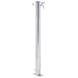 Wassersäule für den Garten 40 cm Edelstahl Rund, LAPOOH Wassersäule Garten, Wasserzapfsäule Garten, Wassersteckdose, Wasserstation, Wasseranschluss Garten, Garten Wasserhahn Säule