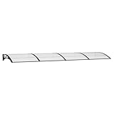 vidaXL Türvordach, Vordach für Haustür 400x100cm, Haustür Überdachung Haustürvordach, Pultvordach Haustürdach Pultbogenvordach, Schwarz Polycarbonat