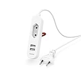 Hama Steckdosenleiste mit USB, USB A, 1,9m (2 USB-A, 1 Euro Steckdose, USB Netzteil, USB Ladegerät, USB Steckdose, USB Verlängerung, Mehrfachsteckdose USB, USB Mehrfachstecker, Reise Zubehör) weiß