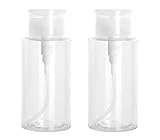 2 Stück 200 ml Pumpflasche,Pumpspender aus Kunststoff,Nagellackentferner Pumpflasche,Dispenser Pumpflasche,Leere Pumpflaschen für Nagellackentferner,Make-up-Entferner,Alkohol,Reiseflaschen