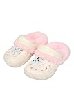 Bluey Mädchen Clogs - Kinder Pelzgefütterte Hausschuhe mit Rückengurt - Bequeme Indoor-Schuhe oder Outdoor-Schuhe für Kinder, beige, 24 EU