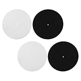MOTHNUR 4 Stück Filz Plattentellerauflage Schwarz Weiß Antistatische Rutschfeste Vinyl Slipmat für Plattenspieler Schützend Stabil und Passend für Dj und Heimgebrauch