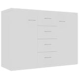 vidaXL Sideboard, Kommode mit viel Stauraum, Schrank mit 4 Schubladen 2 Türen, Mehrzweckschrank Anrichte für Wohnzimmer, Weiß 88x30x65cm Holzwerkstoff