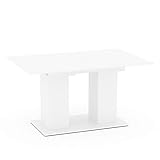 VICCO Esstisch DIX 90 x 140cm - 180 cm Esszimmertisch ausziehbar Küche Tisch (Weiss)