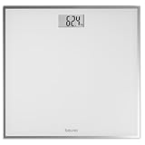 Beurer GS 120 Kompakt Glaswaage mit elegantem Spiegeleffekt in platzsparendem Kompaktformat, 27 x 26 cm, gut lesbare LCD-Anzeige, Ziffernhöhe 22 mm, flache Digitalwaage, Tragkraft bis 150 kg