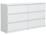 MebLocker Kommode mit 6 Schubladen 120 cm Ideal für Wohnzimmer, Schlafzimmer, Kinderzimmer, Jugendzimmer und Büro Moderne Elegante Lösung für stilvolle Aufbewahrung und Organisation (Weiß)