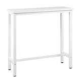 WOLTU 1x Bartisch Bistrotisch Stehtisch Esstisch, Metallgestell, Tischplatte aus MDF, Weiß, 100x40x100cm(BxTxH)