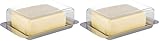 APS 63 Kühlschrank-Butterdose – hochwertiger Edelstahl Butter Behälter Made in Germany – langlebig und nicht rostend 16 x 9,5 x 5,5cm , nicht spülmaschinenfest (Packung mit 2)