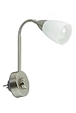AGL-Leseleuchte, Steckerleuchte, 1 x E14, 40 Watt, inkl. Flexarm, Drehdimmer an Leuchte, matt-nickel