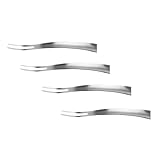 LOORGVEL 4 Stück Teiliges Edelstahl Obstgabeln mit Zwei zinken Scharfe Robuste Dessertgabeln für Obst Meeresfrüchte und Fingerfood Geeignet für Zuhause Restaurant Party und Hochzeit