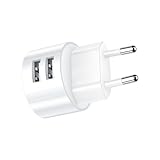 Leloco USB Steckdosenadapter - USB Netzteil Flach 2 Ports Mehrfach Ladegerät, 5V 2,1A, kompatibel mit IP44 Steckdosen und Kabeltrommeln, für Smartphones/Tablets/MP3-MP4 Player/eBooks/Navi/etc.