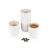 Sänger | Espresso Tassen Set Santorini 4 tlg, Espresso- & Mokkatassen 4 Personen, Espressotassen Steingut, Espressotassen Set, Cup Cremefarben mit Flieder Blauem Farbverlauf im Innenraum | 80 ml