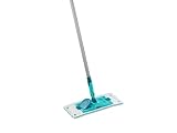 Leifheit Bodenwischer POWER CLEAN M micro duo, rückenschonender Stahlstiel 140cm, Wischer mit CleanBlade Reinigungsklingen für alle Hartböden und Mikrofaser Wischbezug, Click-System