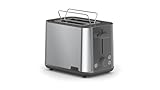 Braun PurShine HT1510GY, Toaster mit 2 Schlitzen, 8 Bräunungsstufen, Aufwärm- und Auftaufunktionen, Krümelschublade, 900 W, Grau