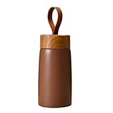 XYRTHSKO Kompatibel mit isolierter Kaffeetasse aus Edelstahl 304 Holzmaserung, Thermoskanne, tragbare Reisewasserflasche, Tee-Thermobecher(Brown)