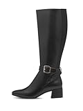 MARCO TOZZI Damen Hohe Stiefel mit Absatz aus Kunstleder mit Schnalle, Schwarz (Black), 39 EU