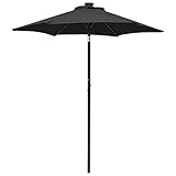 ZQQLVOO Gartenschirm Parasol Sonnenschirm für pflanzen Sonnenschirm mit LED-Leuchten Schwarz 200x211cm Aluminium