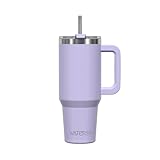 WATERSY 30oz Kaffeebecher to Go Thermobecher Doppelwandiger Edelstahl Vakuum Auslaufsicher Trinkbecher mit Griff und Strohhalm Thermo Tumbler Lila