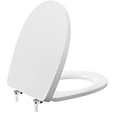 PUKANIUM WC Sitz mit Absenkautomatik, Toilettendeckel Oval, Weiß Klobrille, Klodeckel Absenkautomatik, Toilettenbrille, WC Deckel Soft Close, Familien Toilettensitz, Toilet Seat -SOFETIY SERIE