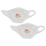 BESPORTBLE 2 Stück Keramik Teebeutelhalter in Teekannenform Kleine Teebeutelablage für Haushalt Snack und Gewürzschale Leicht zu Reinigen Glatte Kanten Vielseitig für Teebeutel und Teesiebe