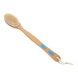 PACKOVE Badebürste mit langem Griff Rückenmassage unter der Dusche Duschschrubber waschen Luffa badezimmer zubehör Holzbürste Dusch-Rückenwäscher für Männer Körperbürste Borstenhaar Beige