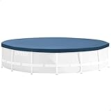 Intex 28031 Round Pool Cover - Poolabdeckplane - Ø 366 cm - Für Metal und Prism Frame Pool, Dunkelblau