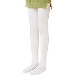 L&K-II Thermostrumpfhose Mädchen Kinderstrumpfhose mit Innenfutter Winter warm blickdichte Kuschel seamless Treggings hoch Bund Tight 4611 Weiss 122-128
