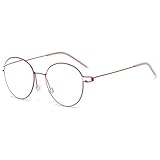 Lanomi Retro Lesebrille Blaulichtfilter Damen Herren Metall Dünner Rahmen Sehhilfe Flexibel Leicht Lesehilfe Rund Anti Müdigkeit Brille Rot Brillen 3.5