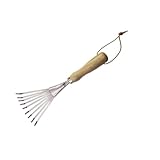 Gatuida Robuster Gartenrechen aus Edelstahl Handrechen mit Rutschfestem Griff Kompakt Leicht zum Lockern und Pflegen von Erde Blumen und Pflanzen Langlebiges Gartenwerkzeug