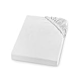 sleepling Biber Spannbetttuch, Feinbiber Spannbettlaken, Made in Germany, 100% Baumwolle, Matratzen bis 23 cm Höhe, Rundum Gummizug, Ökotex, Kochfest 95 Grad, 90 x 200, weiß