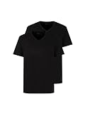 TOM TAILOR Herren Basic T-Shirt im Doppelpack mit V-Ausschnitt 1008639, 29999 - Black, XL