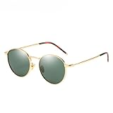 VueDeCerf Runde/polarisierte/Vintage/Retro-Sonnenbrille (10, E3-Goldrahmen mit dunkelgrünen Gläsern)