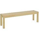 HOMCOM Sitzbank 3-Sitzer Holzbank Essbank im Landhaus-Stil, Küchenbank für Küche, Wohnzimmer, Eingang, Kiefernholz, bis 330 kg belastbar, Natur, 150 x 33 x 45 cm