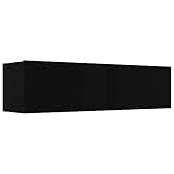 vidaXL TV Schrank mit 2 Klapptüren TV Möbel Hängeboard Lowboard Fernsehschrank Fernsehtisch Sideboard HiFi Schwarz 120x30x30cm Holzwerkstoff