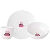 Villeroy & Boch With Love Frühstücks-Set Happy Birthday 3-teilig | Frühstücksteller (21 cm), Müslischale (17 cm) und Henkelbecher (290 ml) | Geschirr mit Geburtstags-Motiv | Premium Porzellan | Bunt