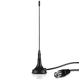 TV Antenne DVB-T/DVB-T2 -August DTA180- Kleine tragbare mini Antenne Tuner Stick mit stärkerem Empfang/Magnetfuß 1,5m Kabel/Smart Signalverstärker für alle DVB-T2 Geräte/Schwarz