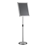 Wiltec Präsentationsständer höhenverstellbar 88-138 cm, Infoständer für A3, Aufsteller Aluminium & Stahl, Werbeaufsteller vielseitig einsetzbar