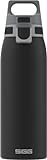 SIGG - Edelstahl Trinkflasche - Shield ONE Black - Für Kohlensäurehaltige Getränke Geeignet - Auslaufsicher - Federleicht - BPA-frei - Schwarz - 1L