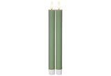 LED Stabkerze Flamme Stripe 2er-Set aus Wachs