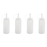 Goorvoucs 4X Kunststoff Quetschflasche Wuerze Verteiler Ketchup Senf Reinweiss 6 Unzen