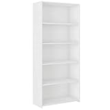 Framire B-80 Büro Bücherregal in Weiß, 5 Regale, Bücherregal für Wohnzimmer, Schlafzimmer, Studio, Büro 180 x 80 x 30 cm