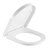 DRYFAL WC Sitz D Form, Toilettendeckel Mit Absenkautomatik Weiß, Toilettensitz Aus PP Duroplast, Leicht Abzunehmende Toilettenbrille, Toilettendeckel D Form,36 * 46cm