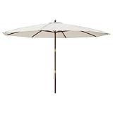 THOYTOUI Sonnenschirm, Angel schirmzelt Fishing umbrella Angelschirm Angel regenschirm Geeignet für Veranda Garten Balkon Terrasse mit Holzmast Sandfarben 400x273 cm