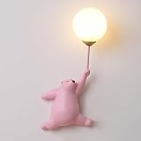 LED Wandleuchte Kinderzimmer Mond Lamp Moderne Bär Wandlampe mit Kugel Lampenschirm G9 Bett Lampe Wand Kinder Wandbeleuchtung 3000K/4000K/6000K für Wohnzimmer Babyzimmer Schlafzimmer (Rosa+left)