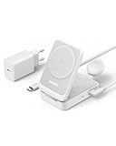 Anker MagGo 3-in-1 Ladestation, Qi2 zertifizierter 15W kabelloser Ladeständer, MagSafe kompatibel, Apple Watch Ladegerät, Für iPhone 16/15/14, AirPods, Apple Watch 9 ( Mit 40W USB-C Netzteil )