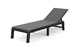 Keter Palma Sonnenliege für den Garten mit 4-Fach Verstellbarer Rücklehne, klappbare Gartenliege, grau, 187 x 58 x 29 cm, pflegeleicht, wetterfest und uv-beständig